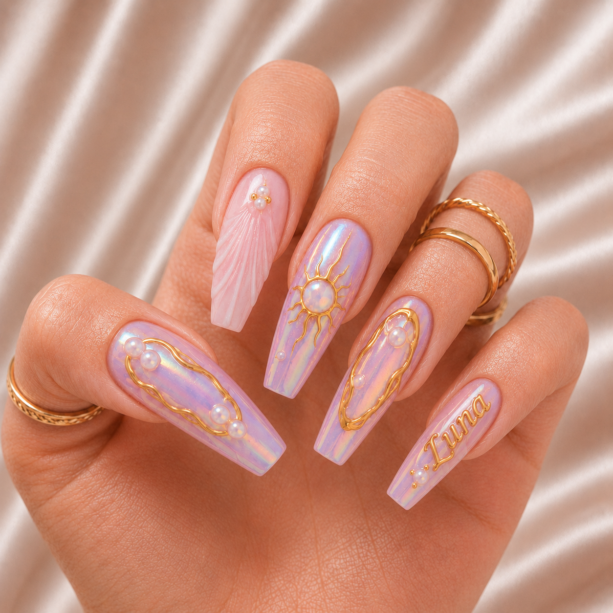 Lunaria Opal Halo - Personalized Press-On Nails