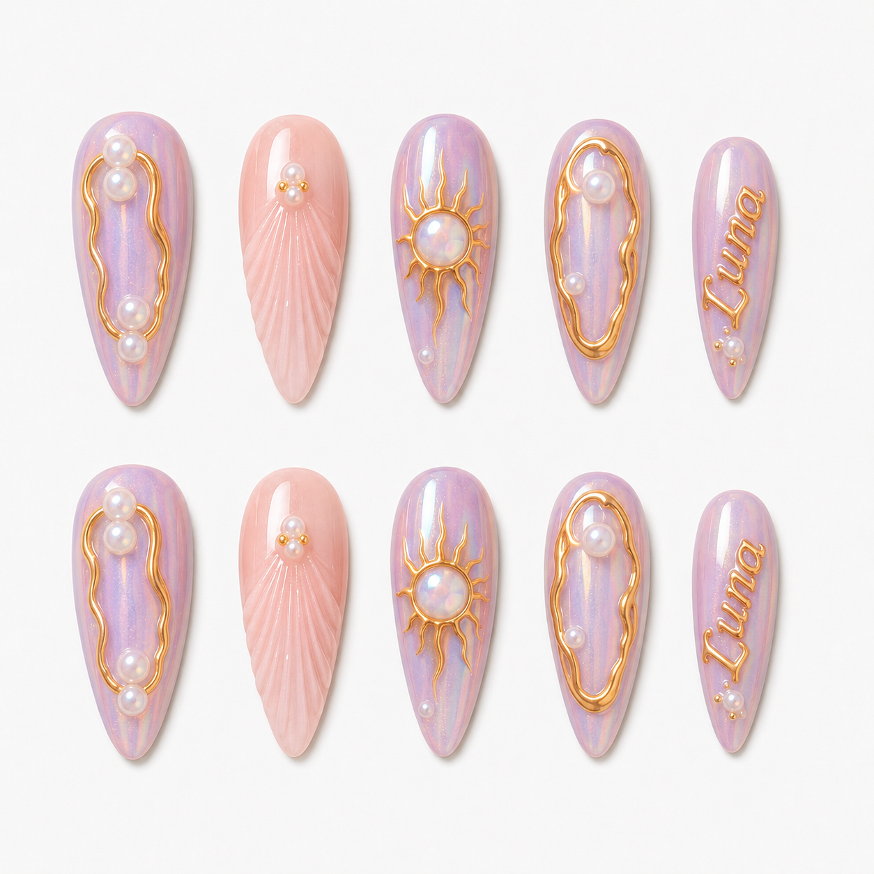 Lunaria Opal Halo - Personalized Press-On Nails