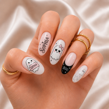 Boo-tiful Ghost Charm - Personalized Press-On Nails
