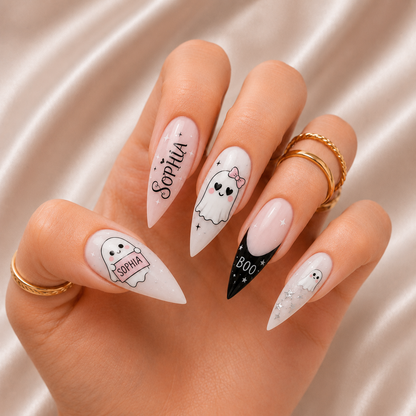 Boo-tiful Ghost Charm - Personalized Press-On Nails