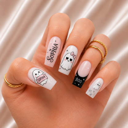 Boo-tiful Ghost Charm - Personalized Press-On Nails