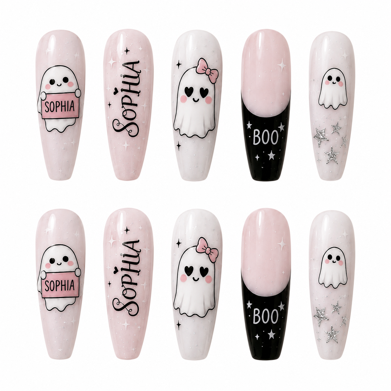 Boo-tiful Ghost Charm - Personalized Press-On Nails