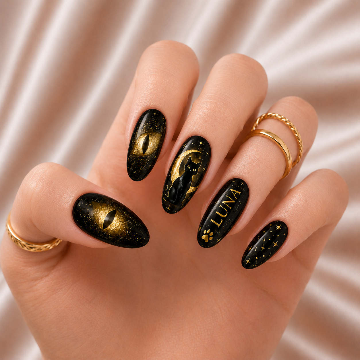 Midnight Cat Spell - Personalized Press-On Nails