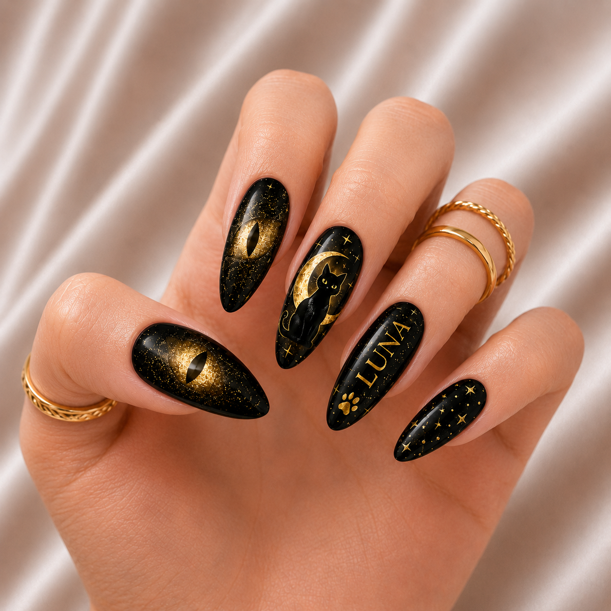 Midnight Cat Spell - Personalized Press-On Nails
