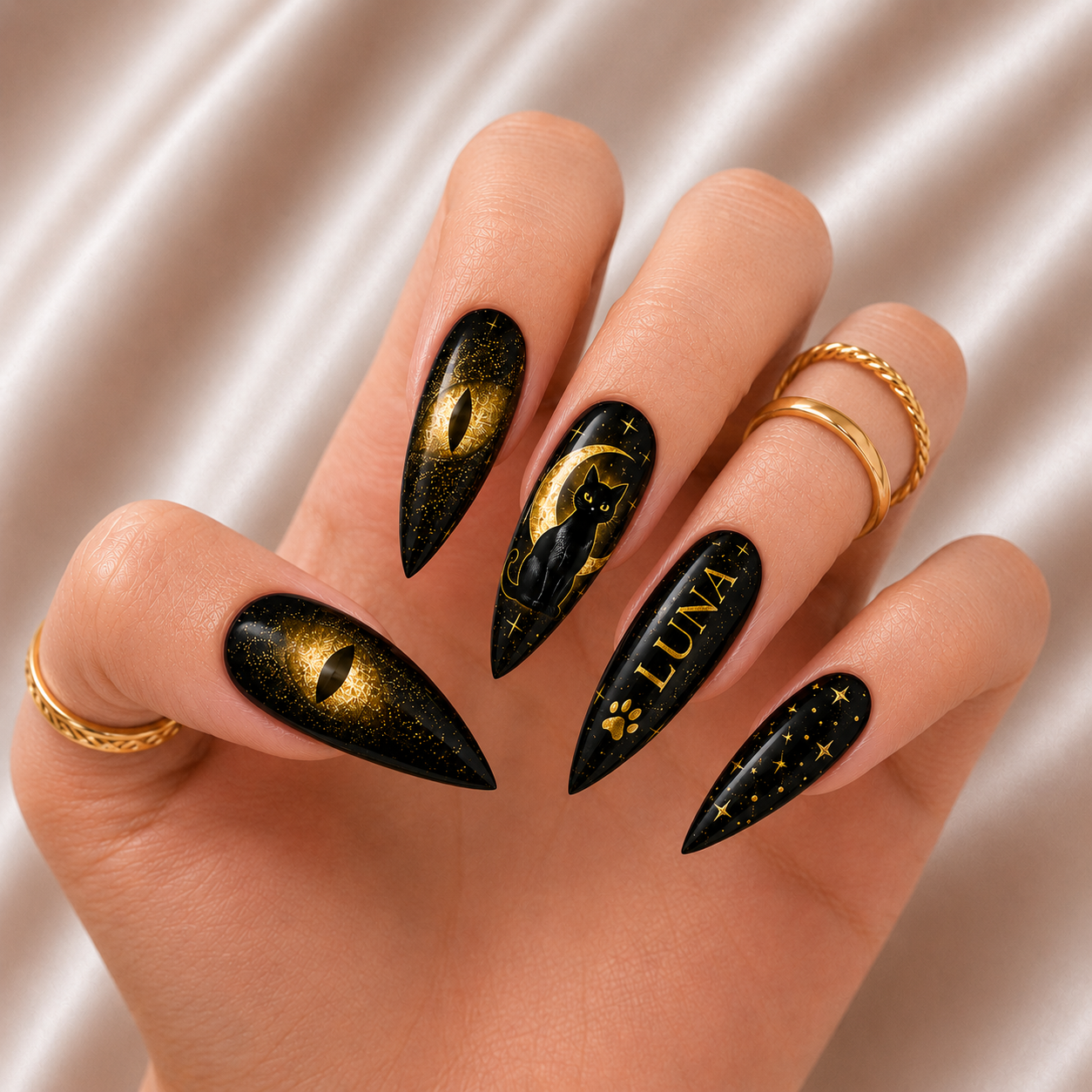 Midnight Cat Spell - Personalized Press-On Nails