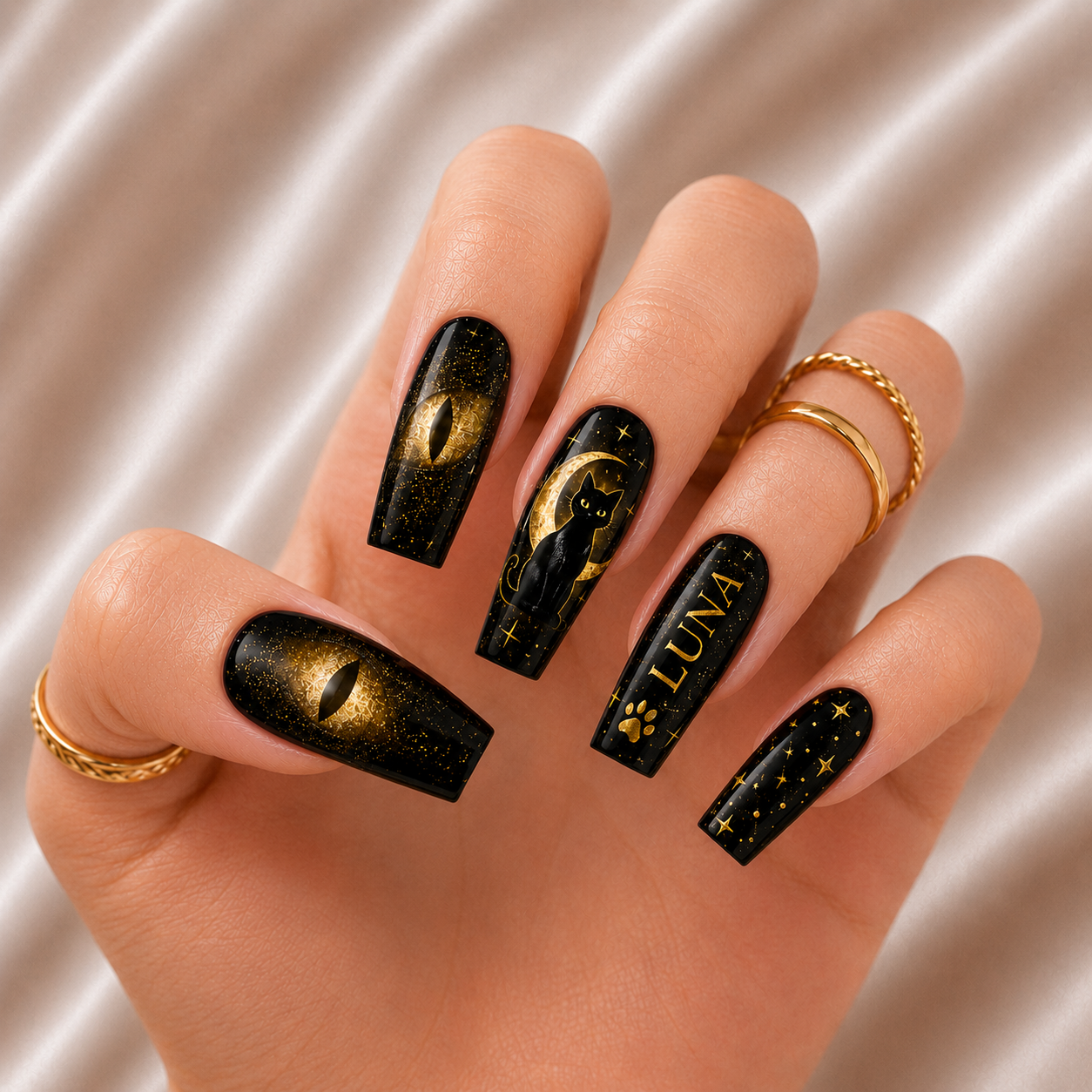 Midnight Cat Spell - Personalized Press-On Nails