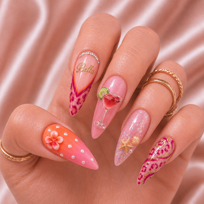 Pink Paradise - Personalized Press-On Nails