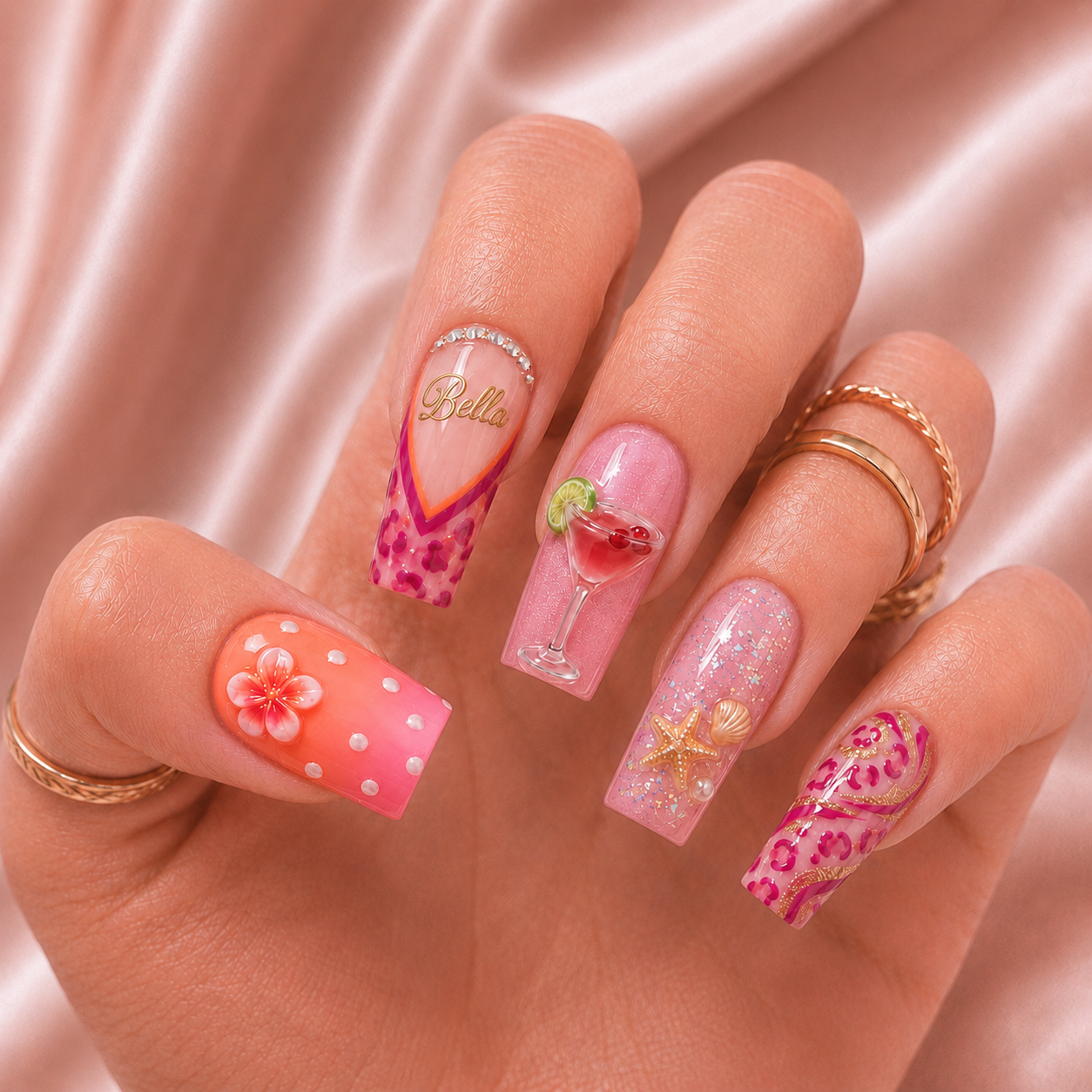 Pink Paradise - Personalized Press-On Nails