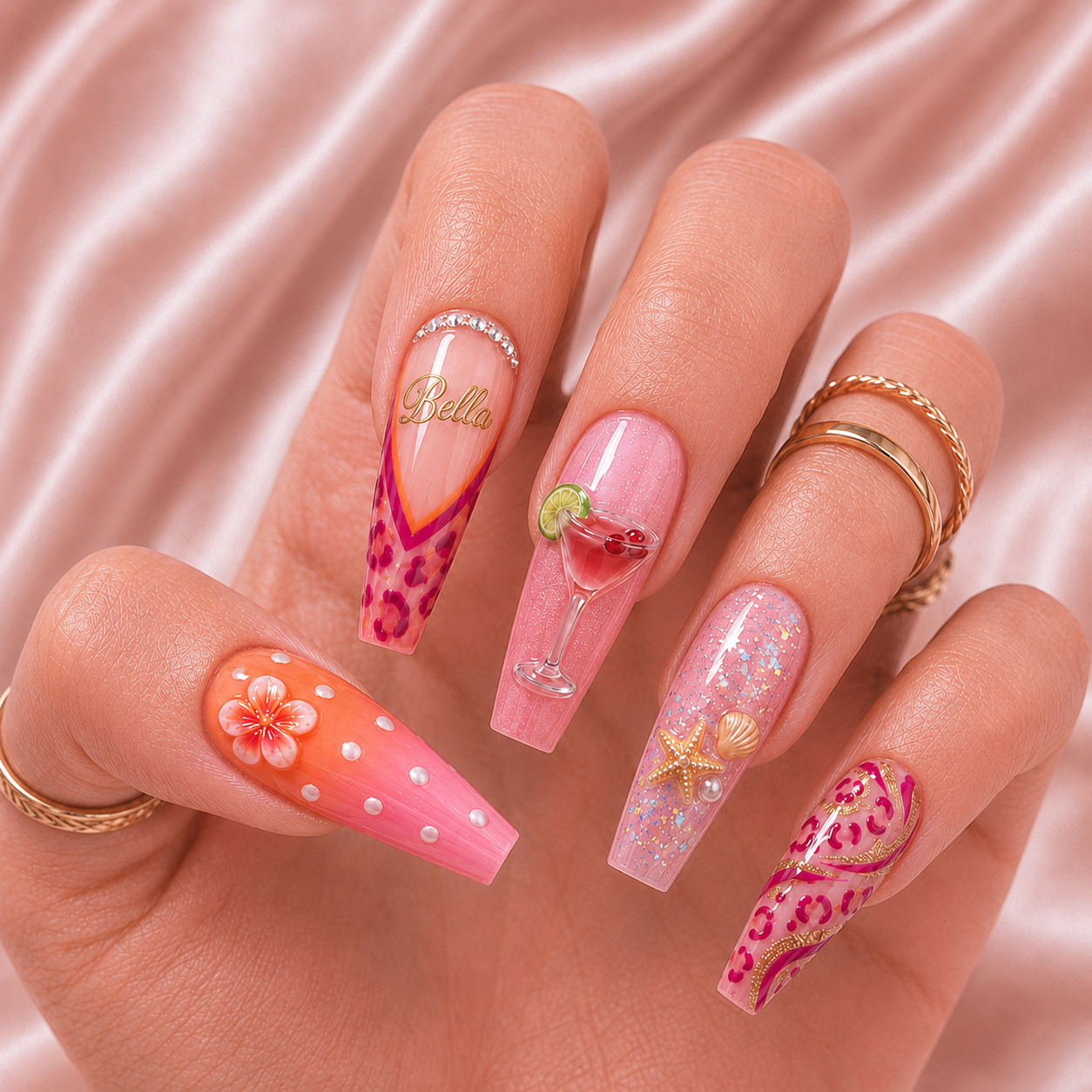 Pink Paradise - Personalized Press-On Nails