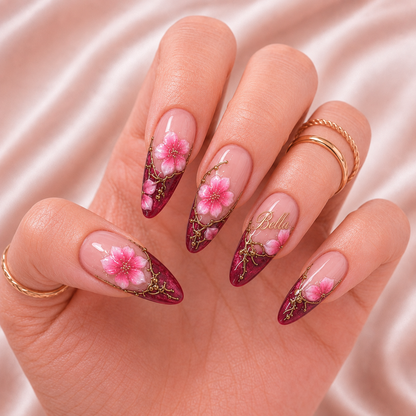 Crimson Bloom - Personalized Press-On Nails