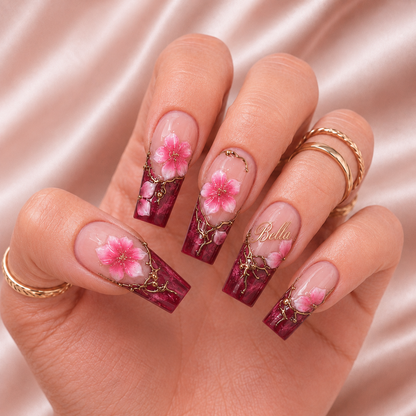 Crimson Bloom - Personalized Press-On Nails