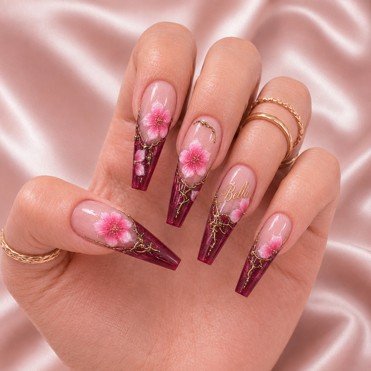 Crimson Bloom - Personalized Press-On Nails