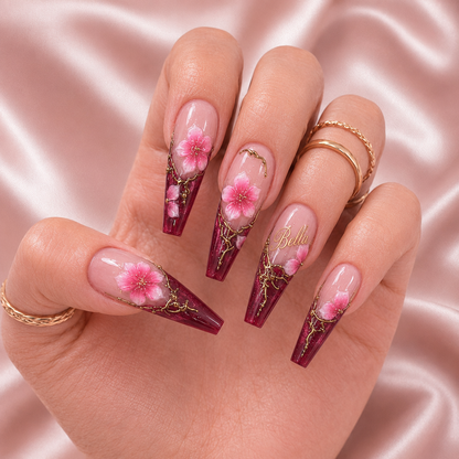 Crimson Bloom - Personalized Press-On Nails
