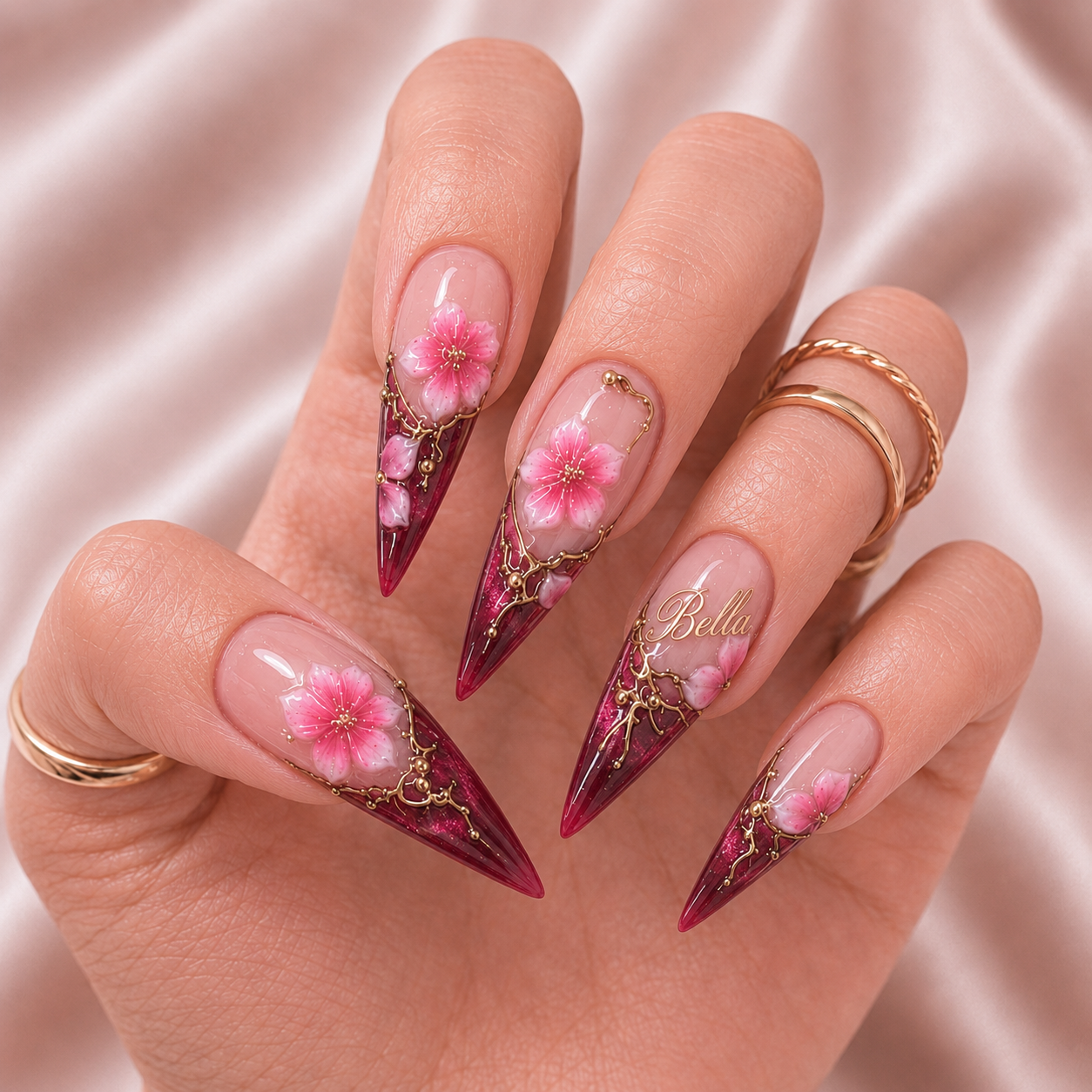 Crimson Bloom - Personalized Press-On Nails