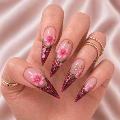 Crimson Bloom - Personalized Press-On Nails