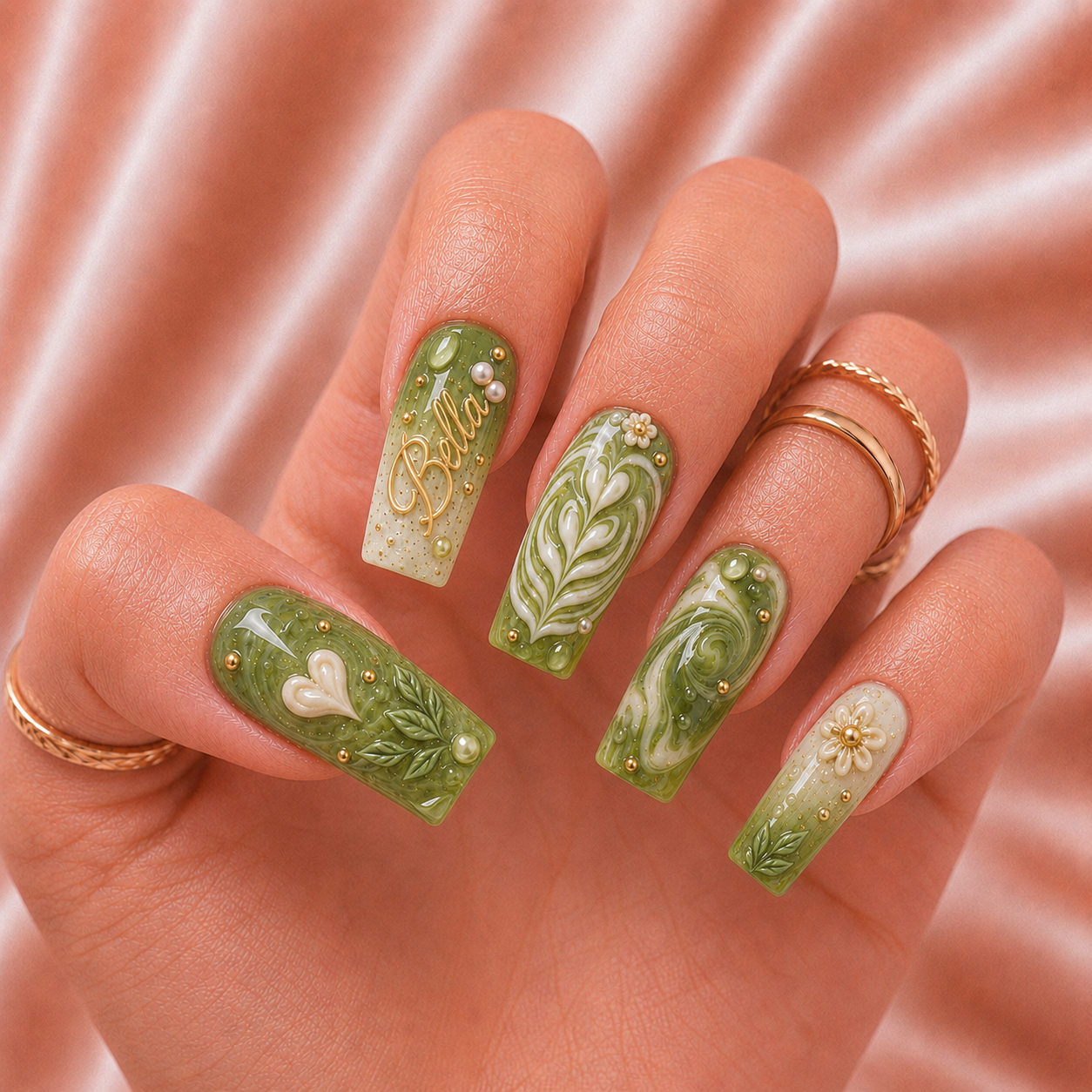 Matcha Latte - Personalized Press-On Nails