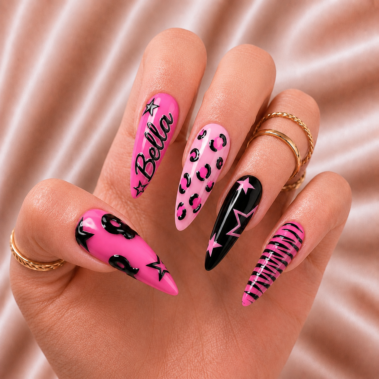 Pink Rockstar - Personalized Press-On Nails