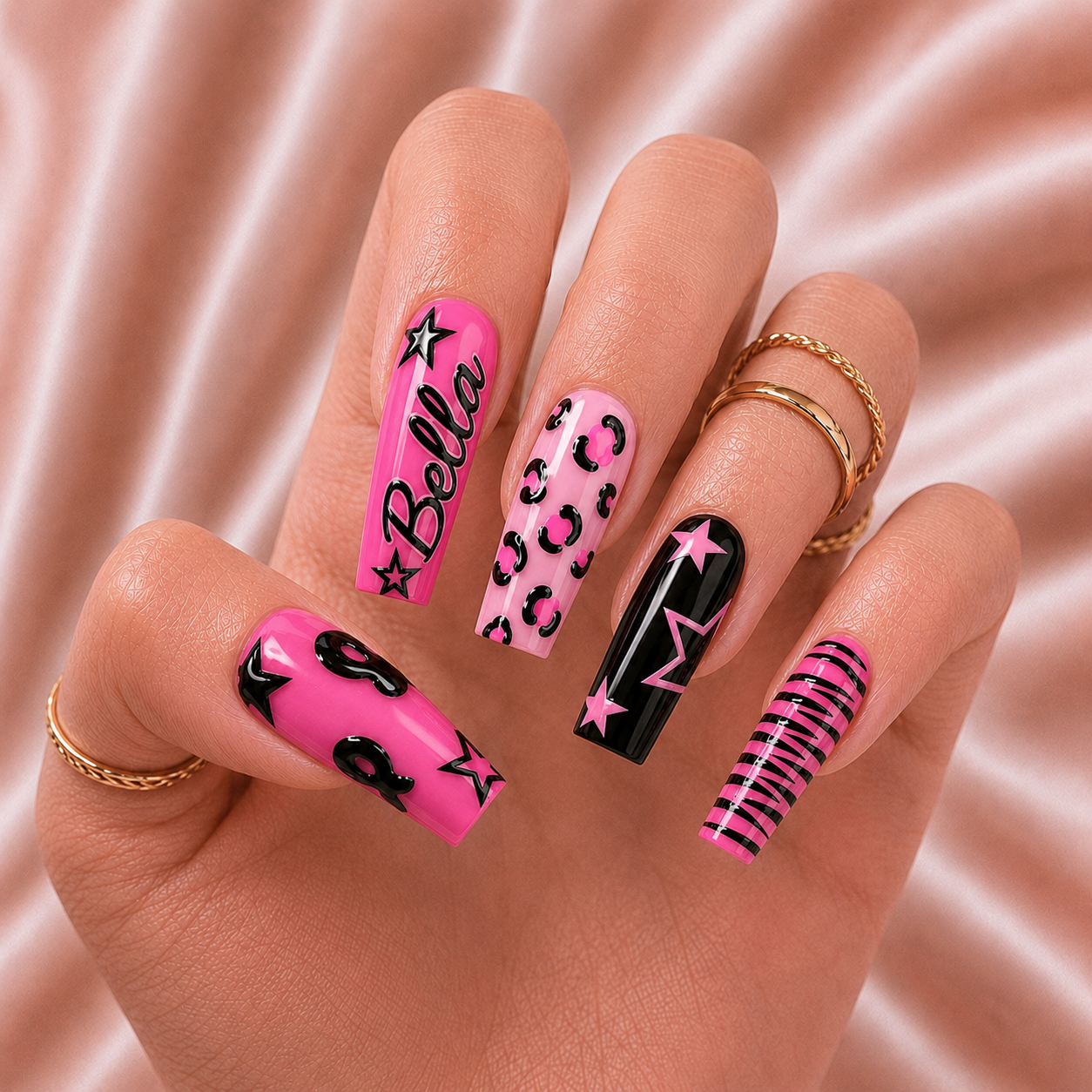 Pink Rockstar - Personalized Press-On Nails