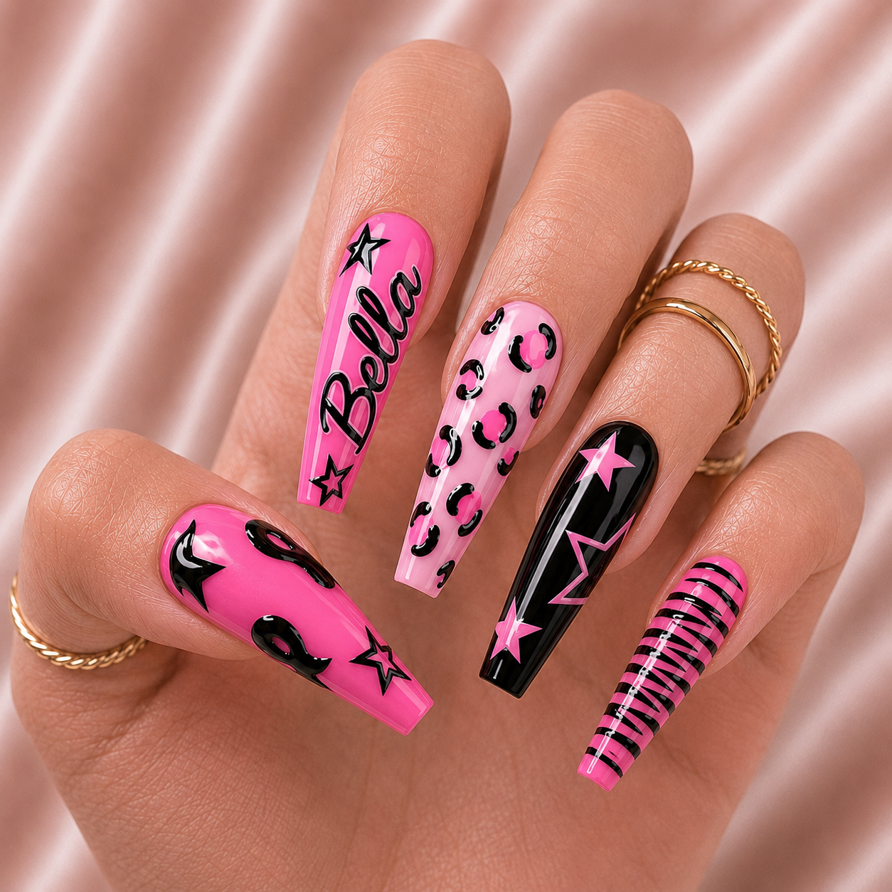 Pink Rockstar - Personalized Press-On Nails