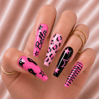 Pink Rockstar - Personalized Press-On Nails