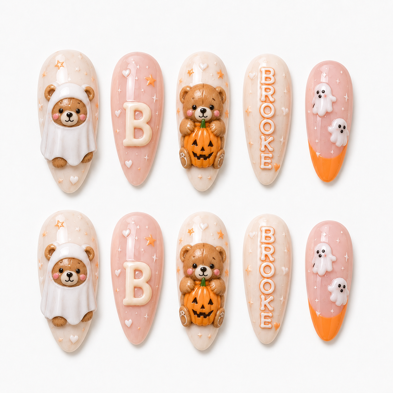 Boo Bear Pumpkin - Personalized Press-On Nails