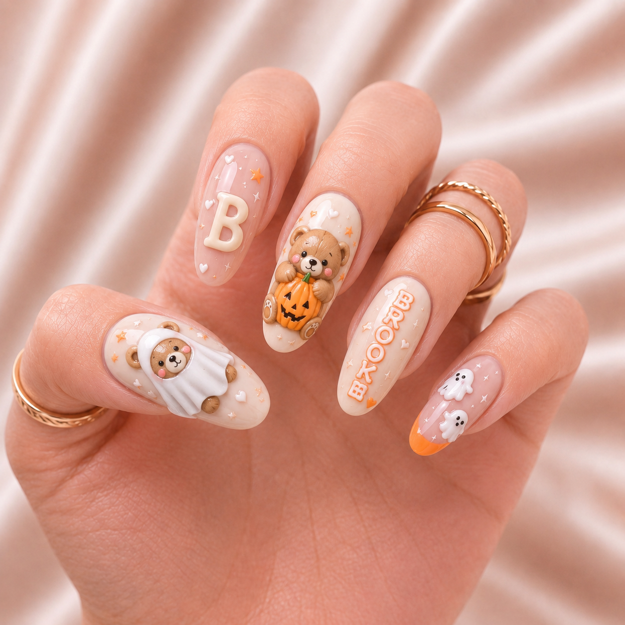 Boo Bear Pumpkin - Personalized Press-On Nails