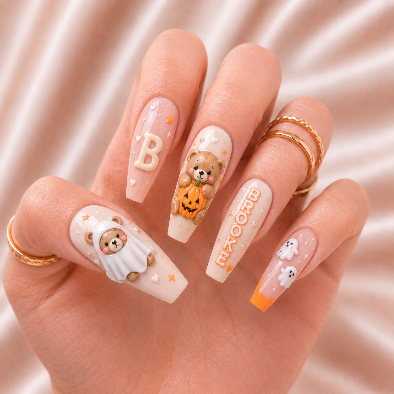 Boo Bear Pumpkin - Personalized Press-On Nails