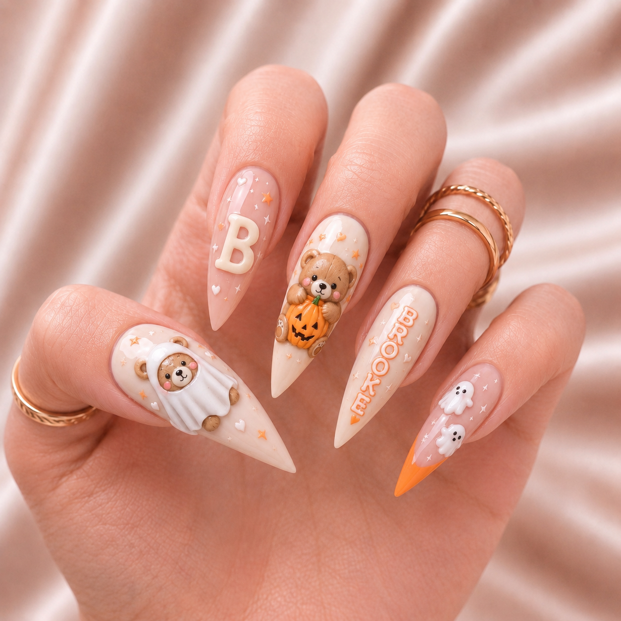 Boo Bear Pumpkin - Personalized Press-On Nails