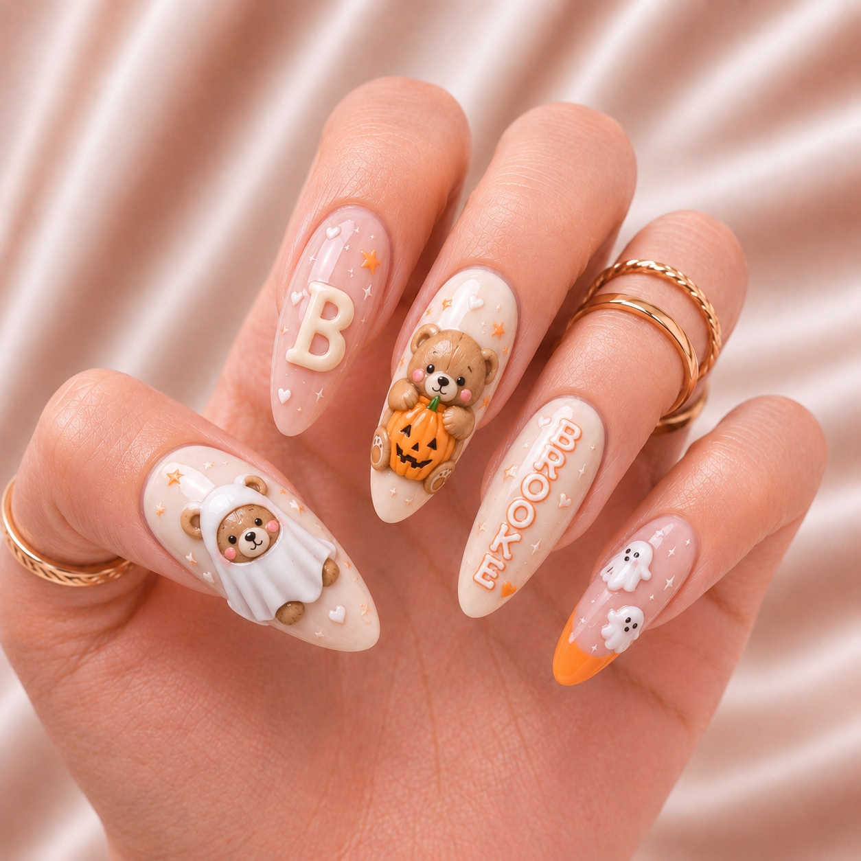 Boo Bear Pumpkin - Personalized Press-On Nails