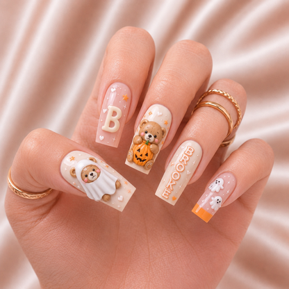Boo Bear Pumpkin - Personalized Press-On Nails