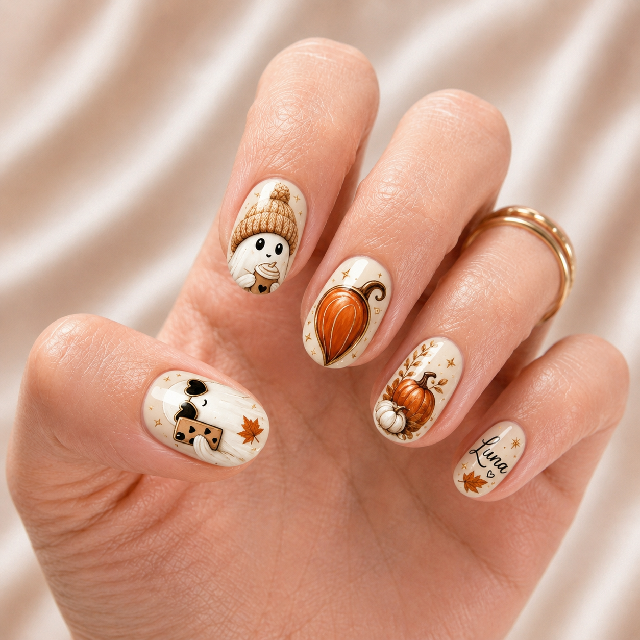 Preppy Ghost Coquette – Personalized Press-On Nails