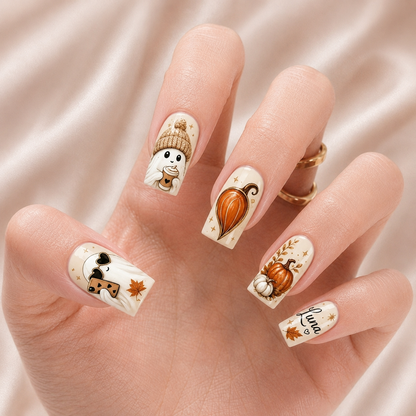 Preppy Ghost Coquette – Personalized Press-On Nails