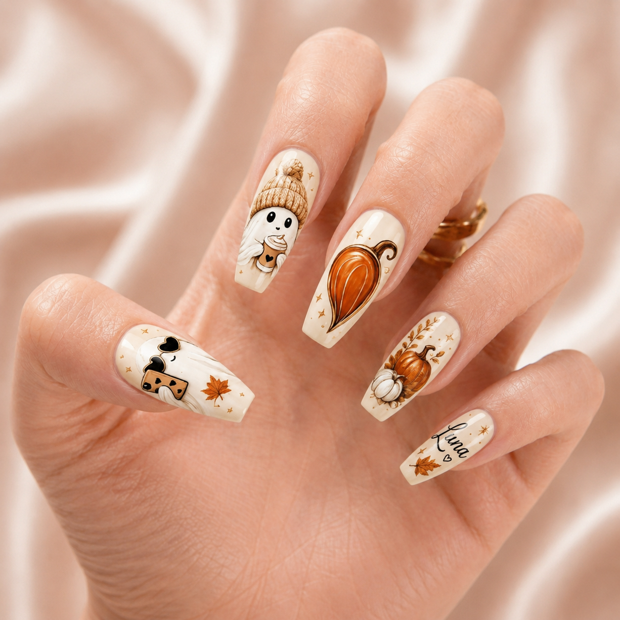 Preppy Ghost Coquette – Personalized Press-On Nails