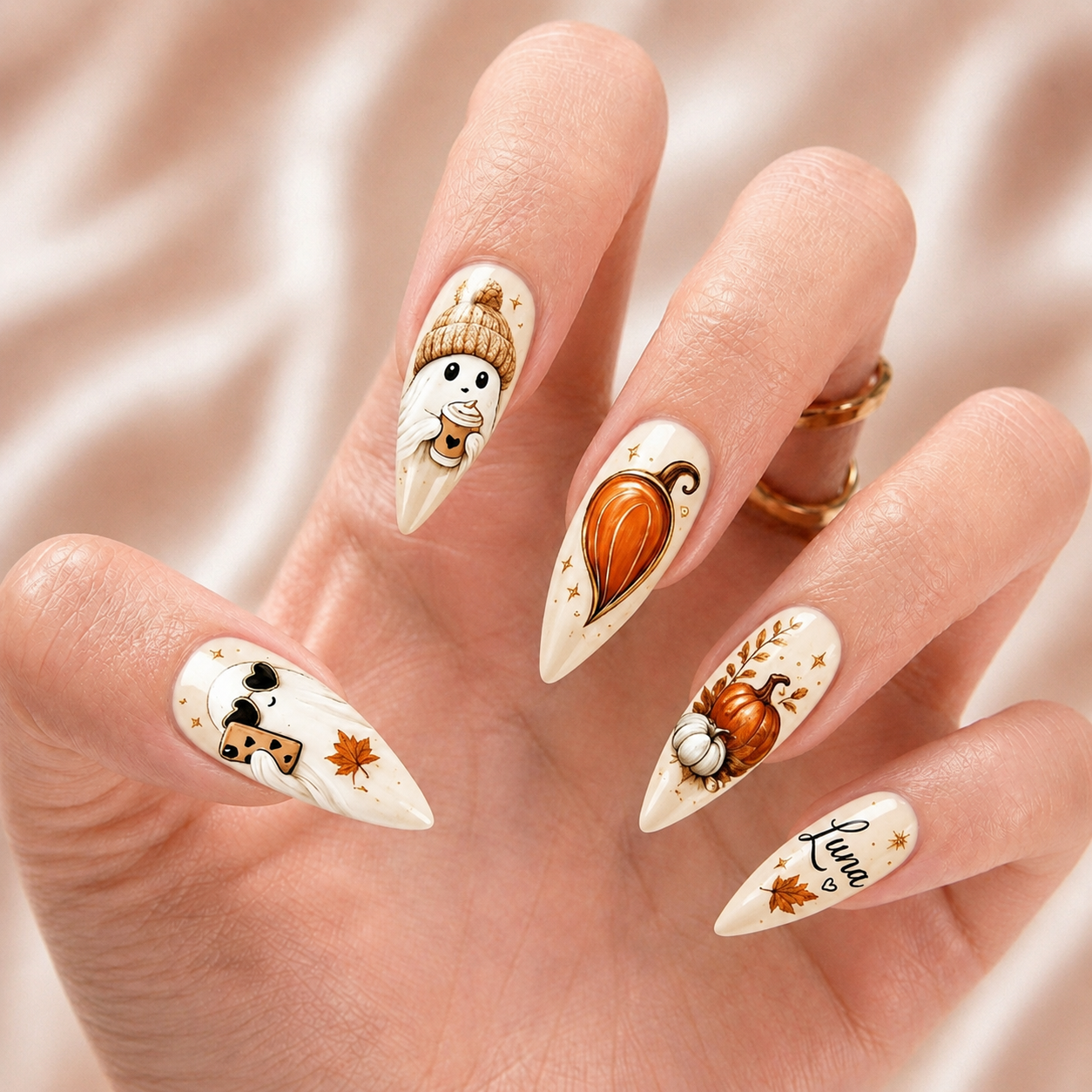 Preppy Ghost Coquette – Personalized Press-On Nails