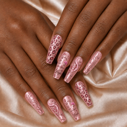 Pink Leopard Zodiac - Personalized Press-On Nails
