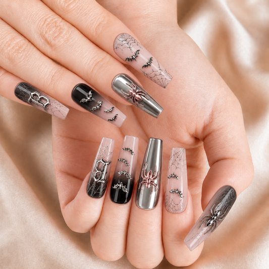 Black Chrome Spider - Personalized Press-On Nails alternate image