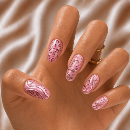 Pink Leopard Zodiac - Personalized Press-On Nails