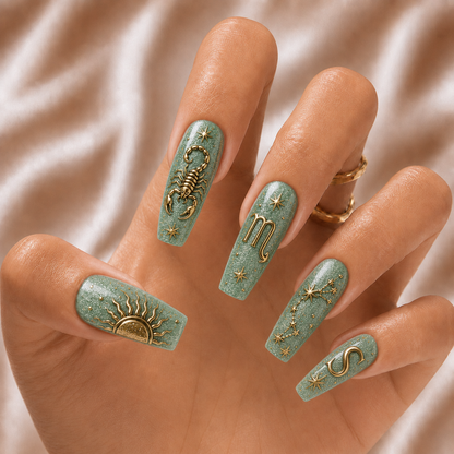 Emerald Zodiac - Personalized Press-On Nails