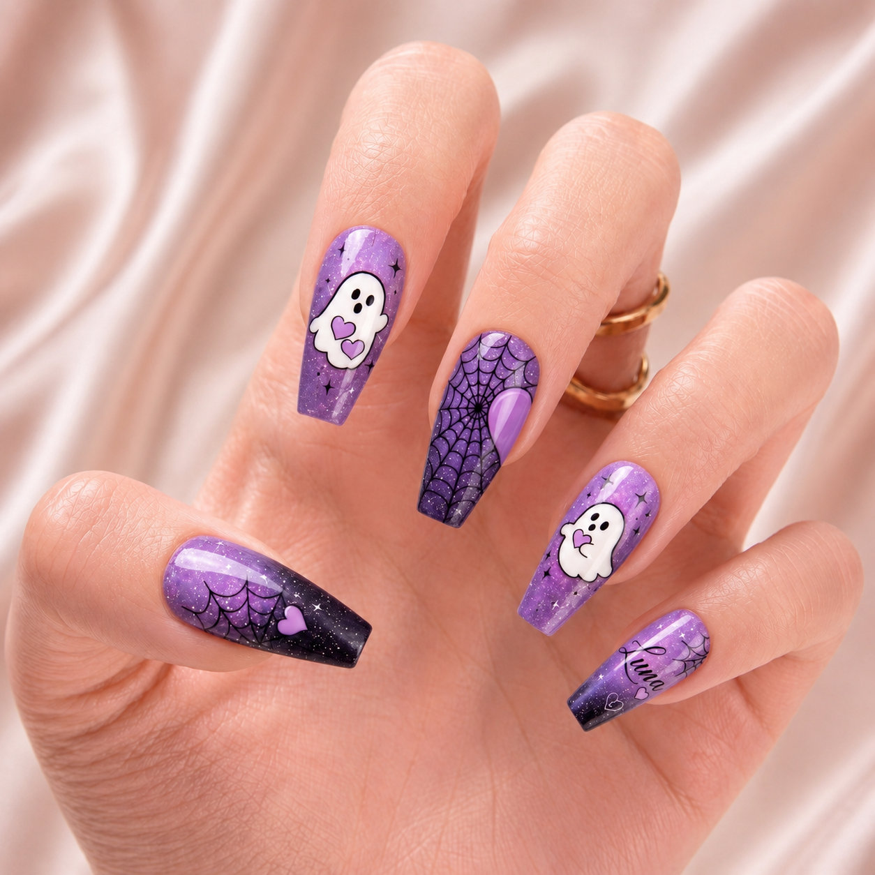 Ghost Hug Besties – Personalized Press-On Nails