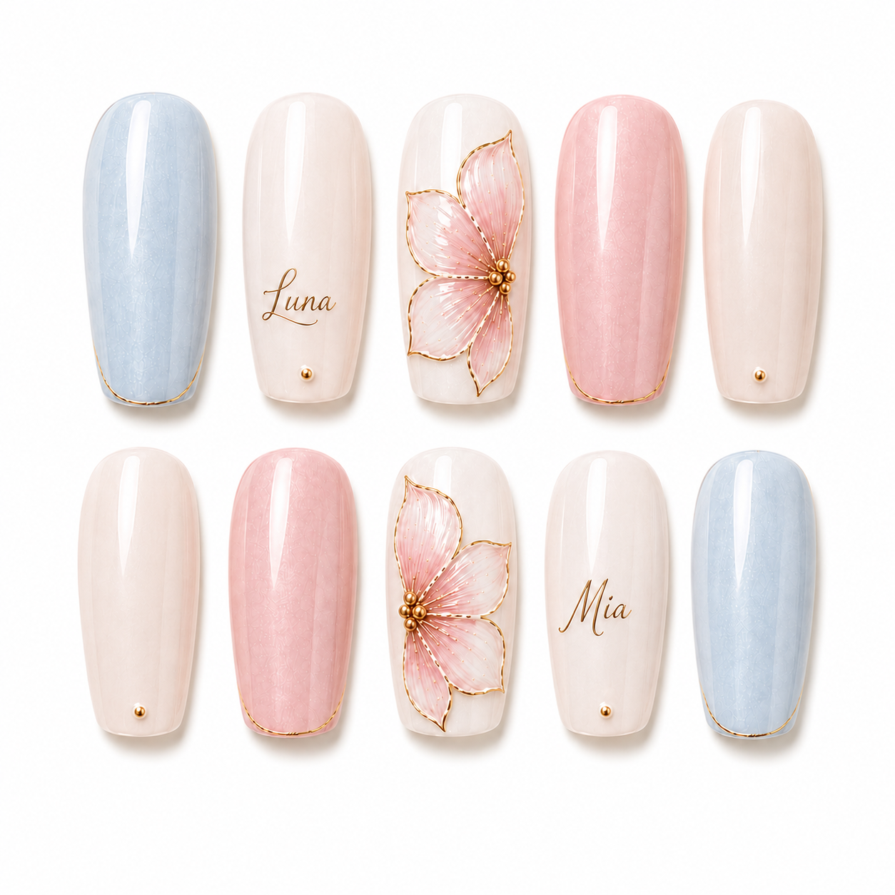 Aurora Blossom Bestie - Personalized Press-On Nails
