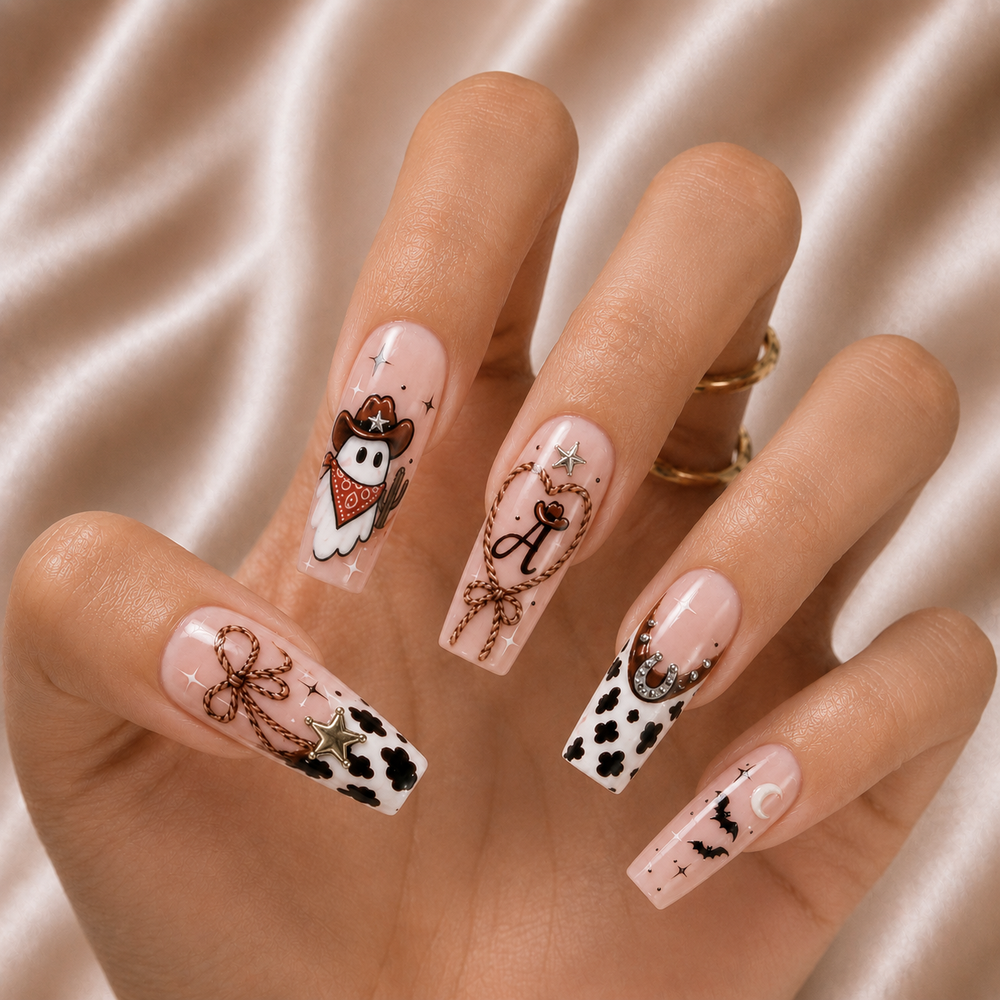 Vintage Cowboy Ghost - Personalized Press-On Nails