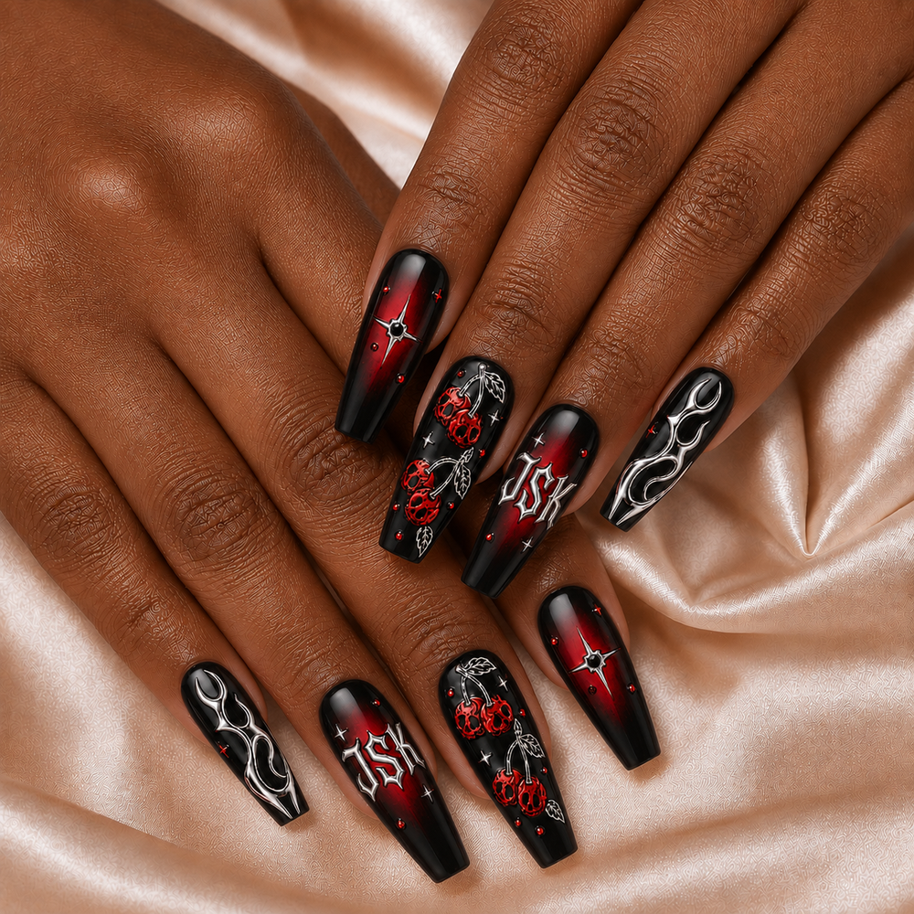 Cherry Skulls - Personalized Press-On Nails