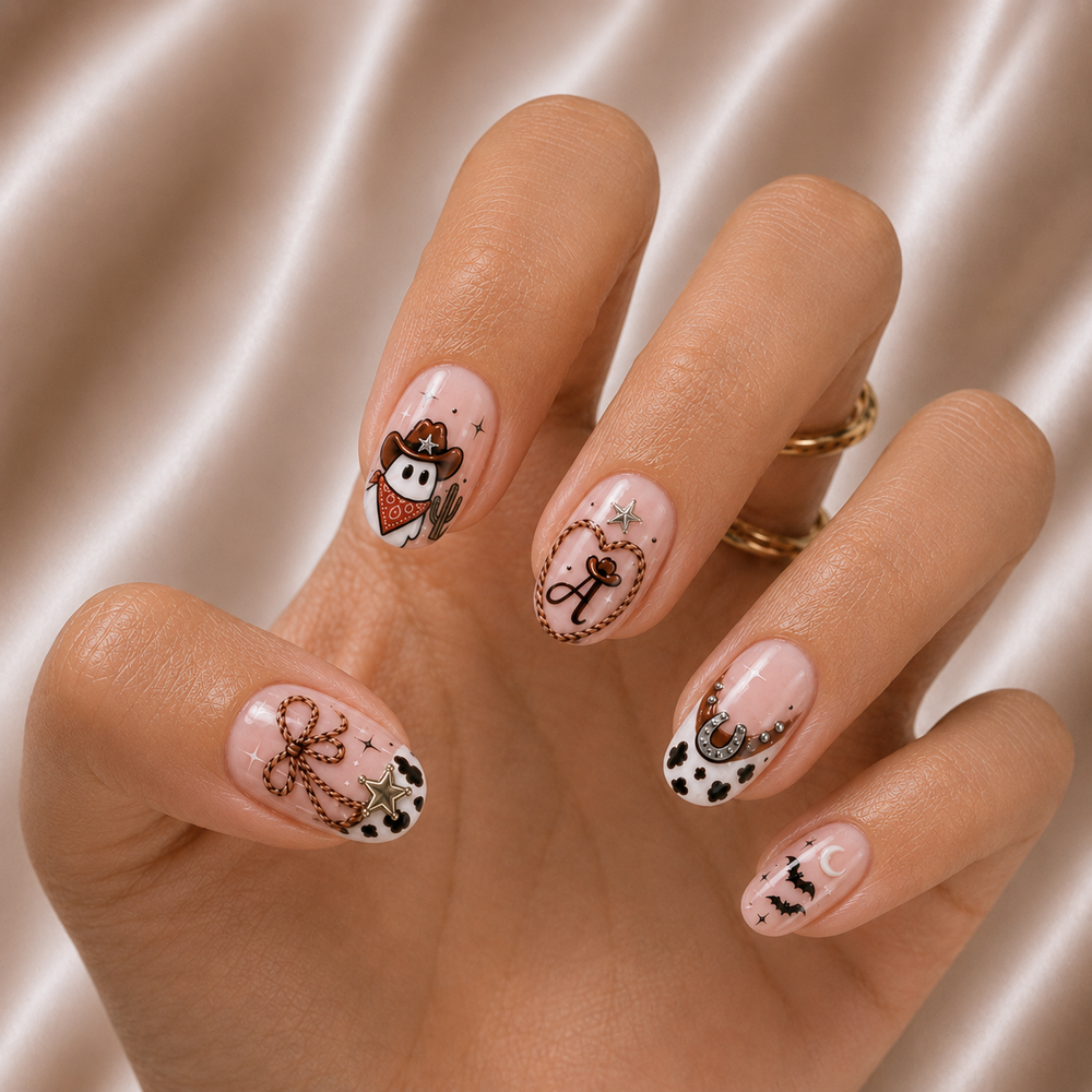 Vintage Cowboy Ghost - Personalized Press-On Nails