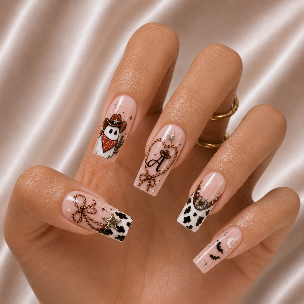 Vintage Cowboy Ghost - Personalized Press-On Nails