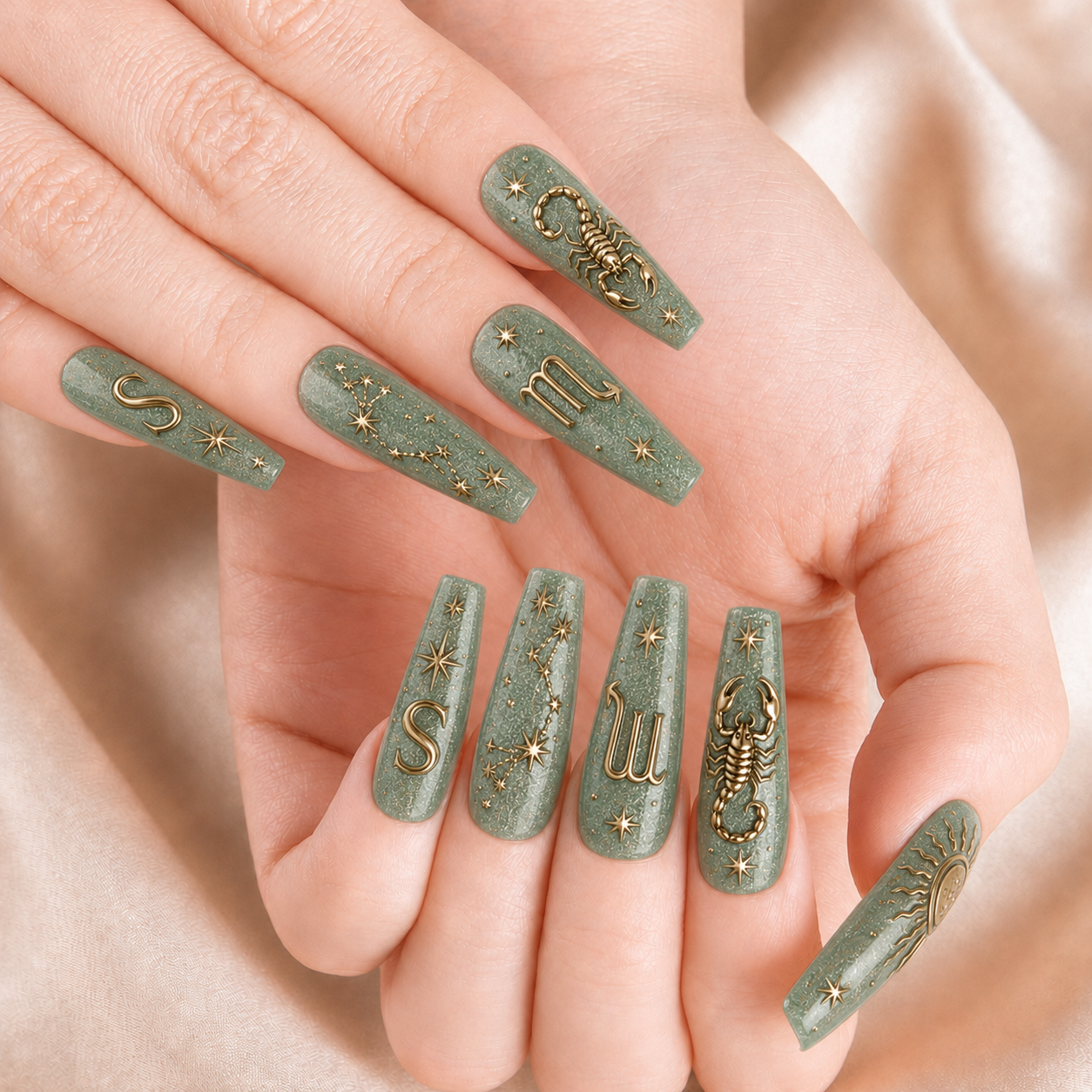 Emerald Zodiac - Personalized Press-On Nails