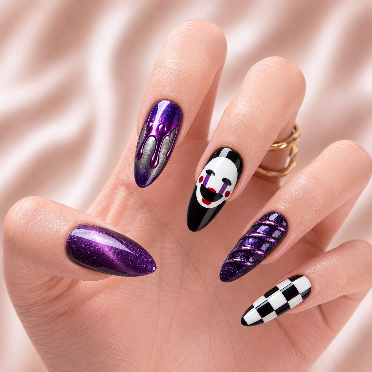 Custom Purple Puppet – Personalized Press-On Nails