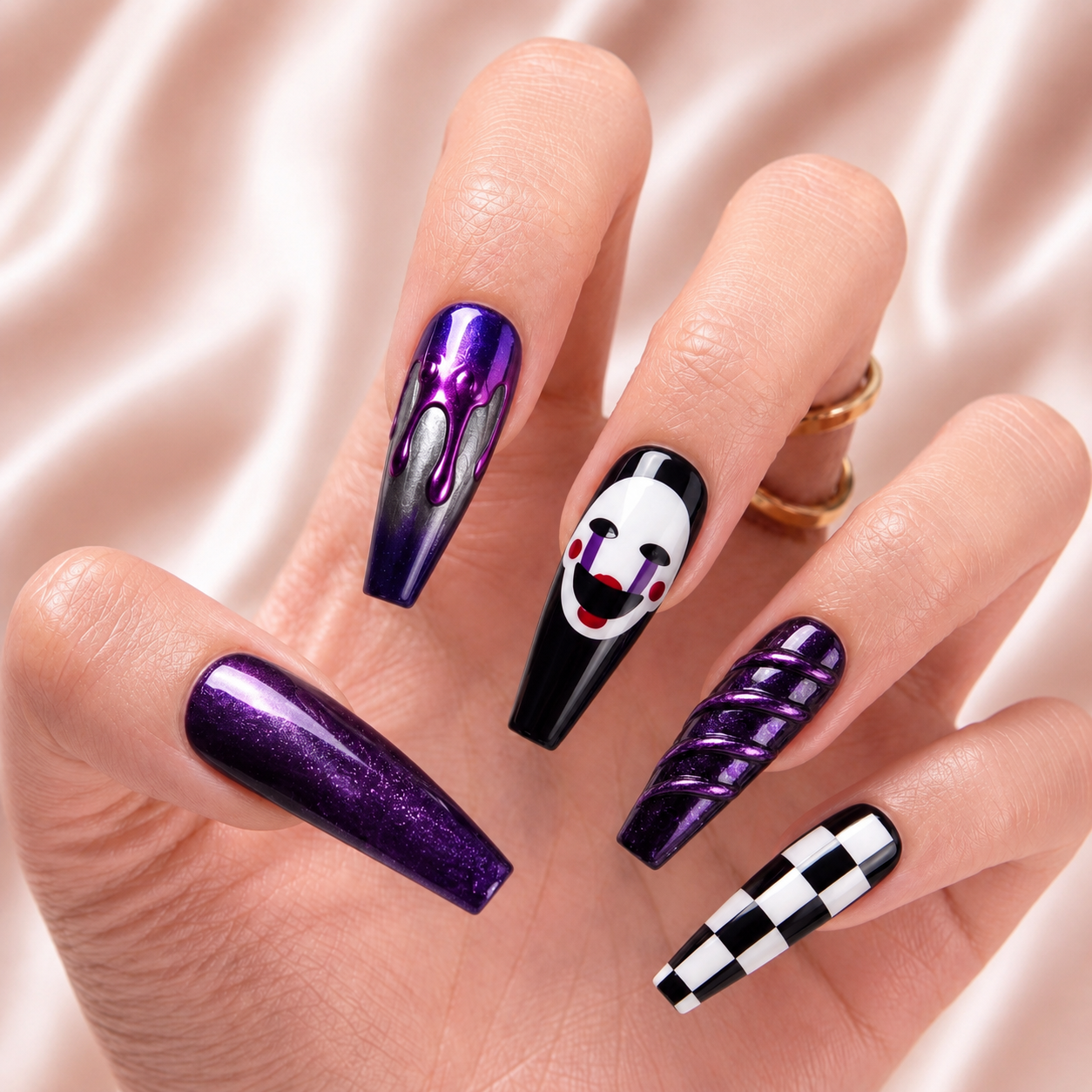 Custom Purple Puppet – Personalized Press-On Nails
