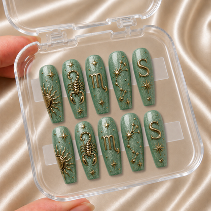Emerald Zodiac - Personalized Press-On Nails