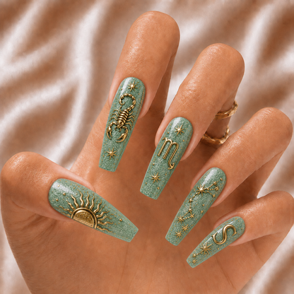 Emerald Zodiac - Personalized Press-On Nails