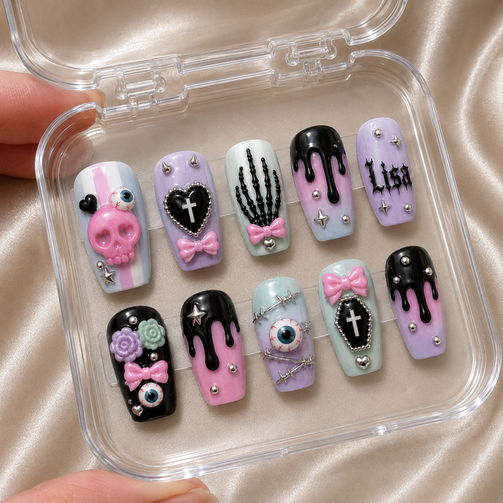 Creepycute Pastel Goth - Personalized Press-On Nails